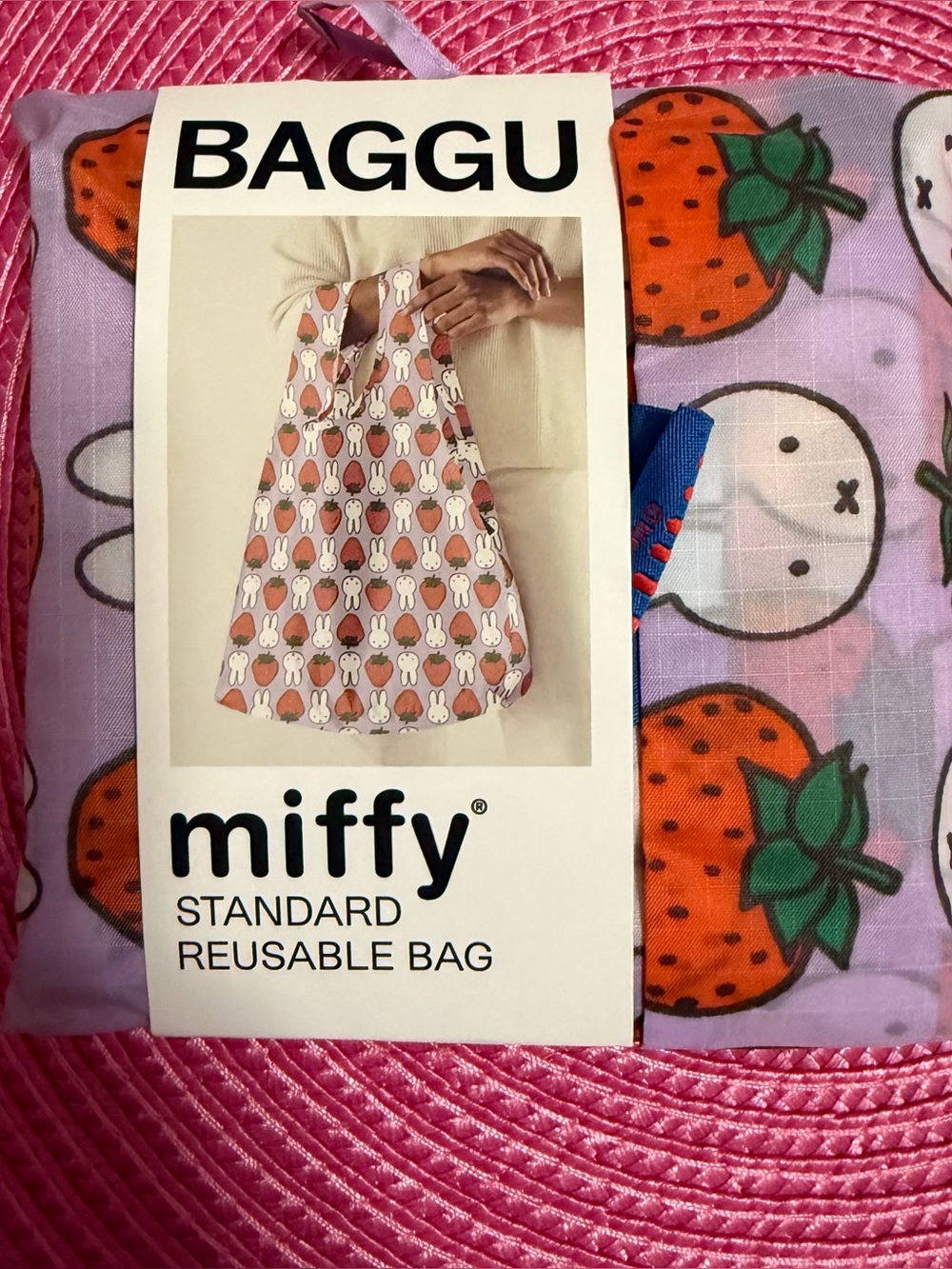 BAGGU x Miffy Strawberry STANDARD Reusable Tote Bag